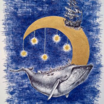 Peinture intitulée "Сновидения. Океан." par Ol Ga Rybina, Œuvre d'art originale, Encre