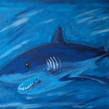 Painting titled "friendly shark" by Olaf Andriessen, Original Artwork, Acrylic