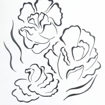 Drawing titled "Black flowers" by Olga Kirina, Original Artwork, Marker