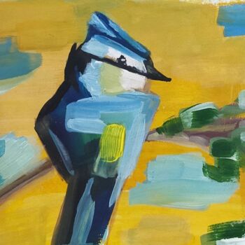Peinture intitulée "Blue bird" par Olga Kirina, Œuvre d'art originale, Gouache