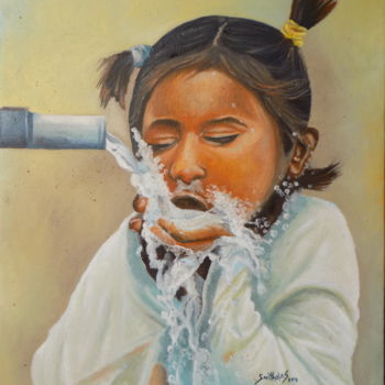 绘画 标题为“drinking-tap-water.…” 由Olaoluwa Smith, 原创艺术品, 油