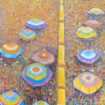 Pittura intitolato "oshodi-market.jpg" da Olaoluwa Smith, Opera d'arte originale, Olio