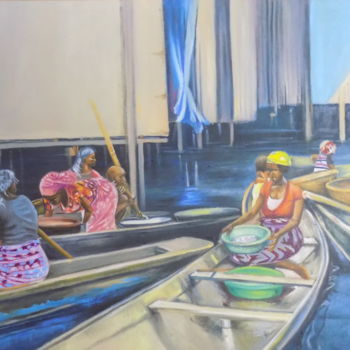 Malerei mit dem Titel "Ilaje makoko" von Olaoluwa Smith, Original-Kunstwerk, Öl