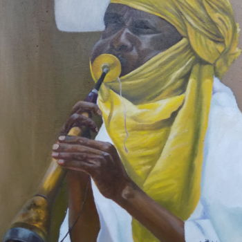 Peinture intitulée "horn-blower.jpg" par Olaoluwa Smith, Œuvre d'art originale, Acrylique