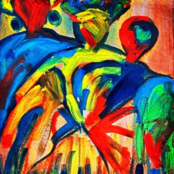 Painting titled "Association" by Jide Olabinjo, Original Artwork, Gouache