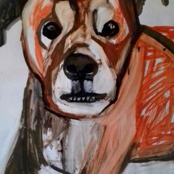 Peinture intitulée "Sourire de chien" par Olga Rocher, Œuvre d'art originale, Gouache