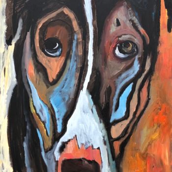Картина под названием "Orange Dog" - Olga Rocher, Подлинное произведение искусства, Масло