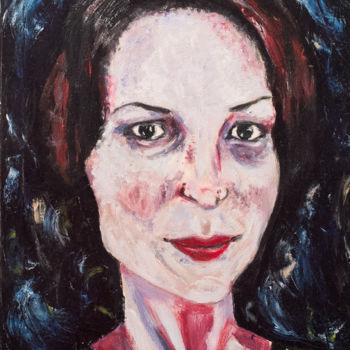 Schilderij getiteld "Portrait de jeune f…" door Oldrich Jaskula, Origineel Kunstwerk, Olie