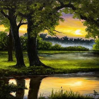 Painting titled "Three trees" by Oleg Baulin, Original Artwork, Oil