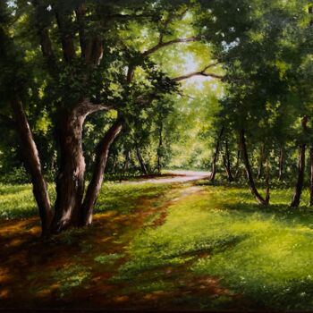 제목이 "Summer sunny day"인 미술작품 Oleg Baulin로, 원작, 기름 나무 들것 프레임에 장착됨