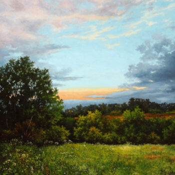 Painting titled "After the rain" by Oleg Baulin, Original Artwork, Oil Mounted on Wood Stretcher frame