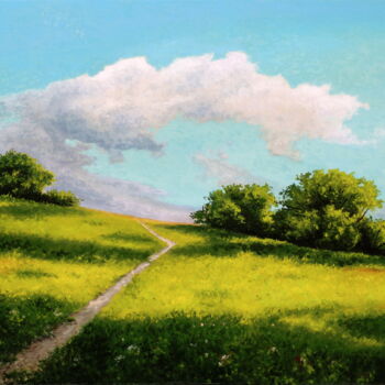 Painting titled "The road in the clo…" by Oleg Baulin, Original Artwork, Oil Mounted on Wood Stretcher frame