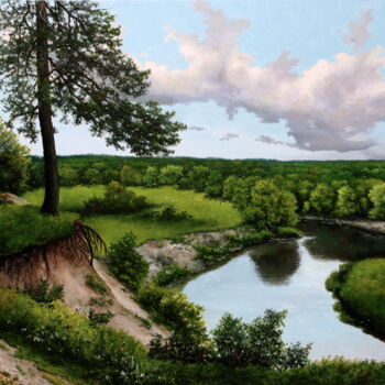 Pintura titulada "On a steep bank" por Oleg Baulin, Obra de arte original, Oleo Montado en Bastidor de camilla de madera