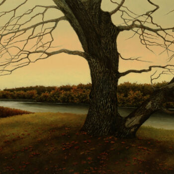 Painting titled "Season. Autumn." by Oleg Baulin, Original Artwork, Oil Mounted on Wood Stretcher frame