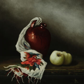 Peinture intitulée "Green apples" par Oleg Baulin, Œuvre d'art originale, Huile