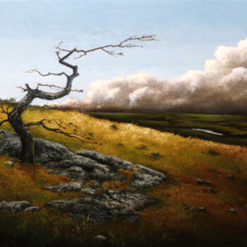 Painting titled "The wind is blowing" by Oleg Baulin, Original Artwork, Oil Mounted on Wood Stretcher frame