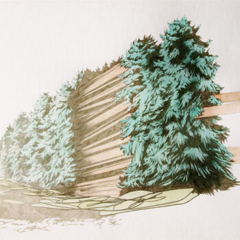 Schilderij getiteld "Bäume" door Oleg Breininger, Origineel Kunstwerk, Aquarel