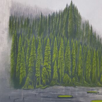 Peinture intitulée "Wald" par Oleg Breininger, Œuvre d'art originale, Pastel