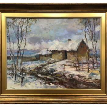 Painting titled "Pasternak's spring,…" by Oleg Demko, Original Artwork, Oil Mounted on Wood Stretcher frame