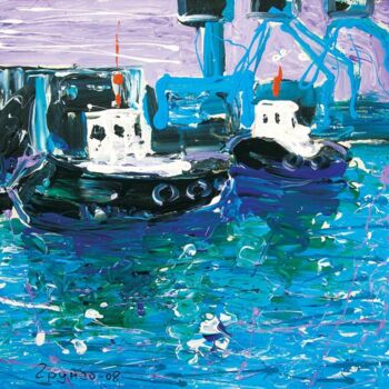 Painting titled "odessa.fish port" by Oleg Grunzovski, Original Artwork