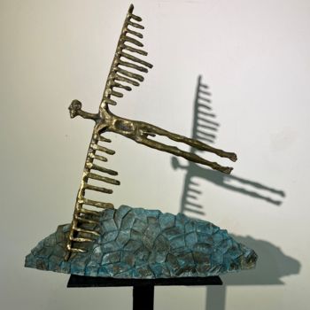 Sculpture intitulée "ICARUS. FLIGHT" par Oleg Kalashnik, Œuvre d'art originale, Bronze