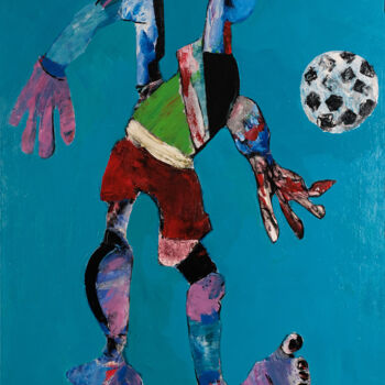 Peinture intitulée "football game" par Oleg Kaplan, Œuvre d'art originale, Acrylique