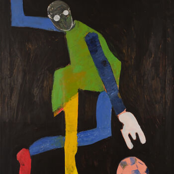 Painting titled "Football player 2" by Oleg Kaplan, Original Artwork, Acrylic