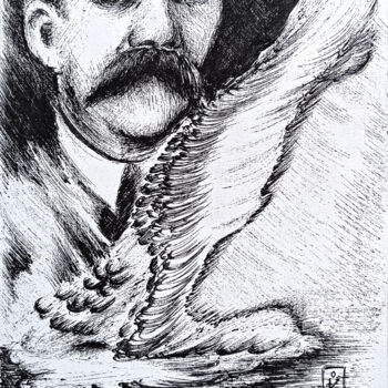 Dibujo titulada "Nietzsche" por Oleg Kirnos, Obra de arte original, Bolígrafo