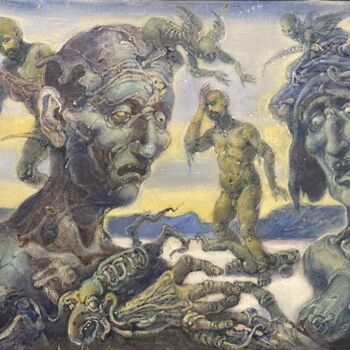 Peinture intitulée "Теория ядерной зимы" par Oleg Litvinov, Œuvre d'art originale, Huile