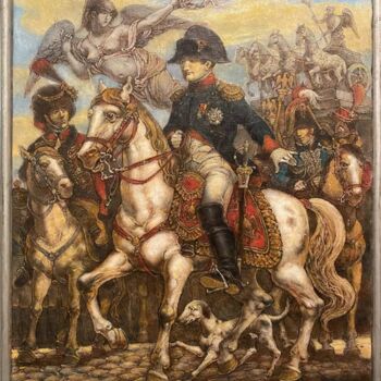 Schilderij getiteld "Наполеон в Берлине" door Oleg Litvinov, Origineel Kunstwerk, Olie