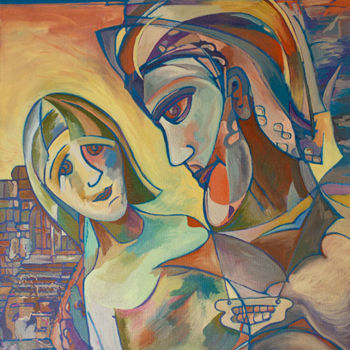 Pintura titulada "Встреча" por Oleg Rubinstein, Obra de arte original, Oleo