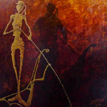Ζωγραφική με τίτλο "Soul over the shado…" από Oleg Smotrov, Αυθεντικά έργα τέχνης, Λάδι Τοποθετήθηκε στο Ξύλινο φορείο σκελε…
