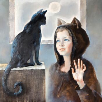 Pittura intitolato "Cats" da Oleg Tchoubakov, Opera d'arte originale, Olio