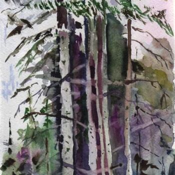 Malarstwo zatytułowany „Forest. Second floor” autorstwa Oleg Vakulin, Oryginalna praca, Akwarela