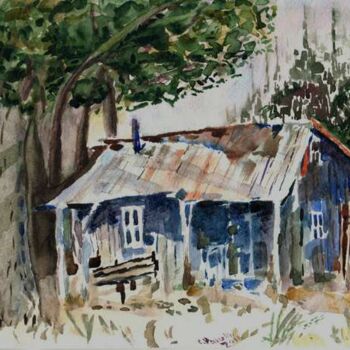 Painting titled "hunting lodge" by Oleg Vakulin, Original Artwork, Watercolor