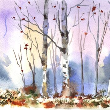 Painting titled "almost winter #2" by Oleg Vakulin, Original Artwork, Watercolor