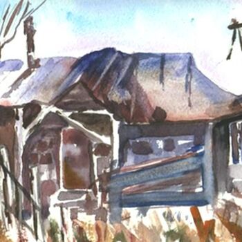 Картина под названием "abandoned house#2" - Oleg Vakulin, Подлинное произведение искусства, Акварель