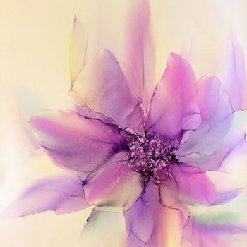 Dessin intitulée "Purple Ephemeric Fl…" par Oleg Yurov, Œuvre d'art originale, Aquarelle