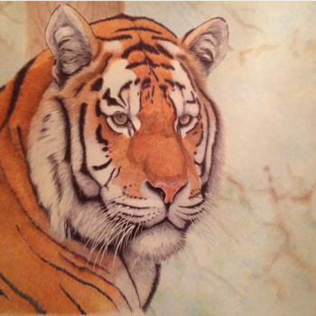 Pittura intitolato "The Amur tiger" da Oleg Kozelskiy, Opera d'arte originale, Altro