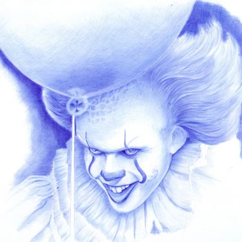 Drawing titled "Bad Clowns Pennywise" by Oleg Kozelskiy, Original Artwork, Ballpoint pen