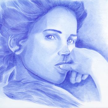 Disegno intitolato "Julia Ormond" da Oleg Kozelskiy, Opera d'arte originale, Biro