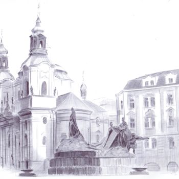 Disegno intitolato "Church of St. Nicho…" da Oleg Kozelskiy, Opera d'arte originale, Biro
