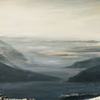 Peinture intitulée "Sleeping mountains.…" par Oleg Popov I, Œuvre d'art originale, Huile