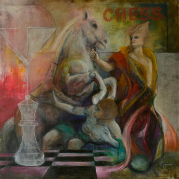 Schilderij getiteld "Chess" door Oleg Radvan, Origineel Kunstwerk, Acryl