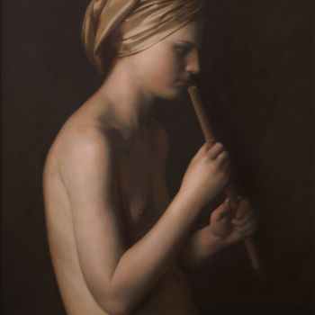 Peinture intitulée "Nude with flute" par Oleg Sergeev, Œuvre d'art originale, Huile