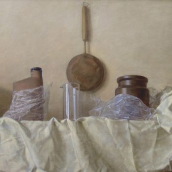 Pintura titulada "Still life with tra…" por Oleg Sergeev, Obra de arte original, Oleo