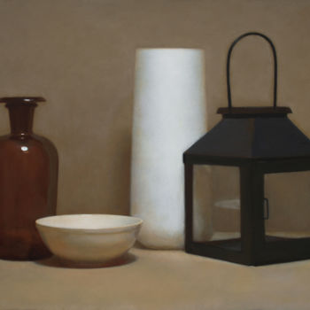 Schilderij getiteld "Still life with lan…" door Oleg Sergeev, Origineel Kunstwerk, Olie