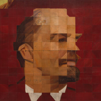 Malarstwo zatytułowany „Recycled Lenin #17” autorstwa Oleksandr Balbyshev, Oryginalna praca, Olej Zamontowany na Drewniana r…