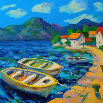Painting titled "Boats" by Oleksandr Bohomazov, Original Artwork, Oil