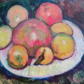 Painting titled "Fruit family" by Oleksandr Chornyi, Original Artwork, Oil